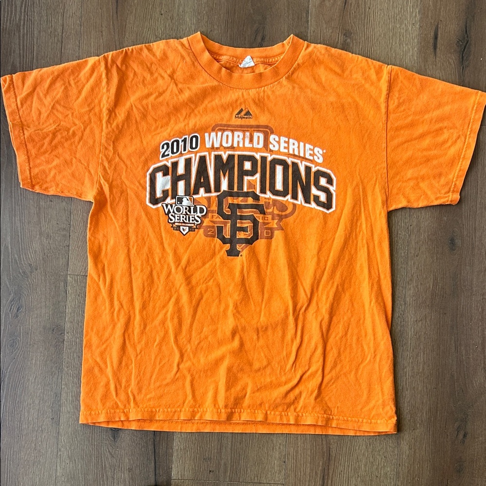Majestic Orange San Francisco Giants 2010 Champions Graphic Tee !! Large